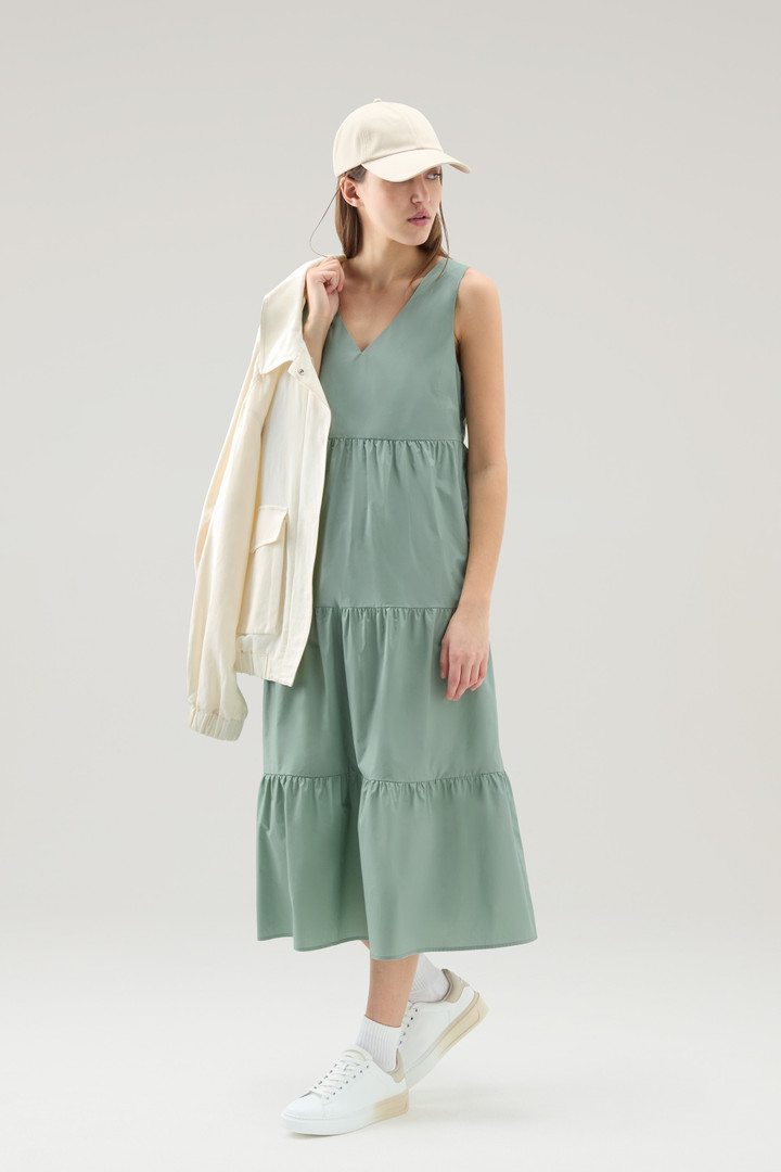 Vestido largo de popelín de puro algodón Verde photo 2 | Woolrich