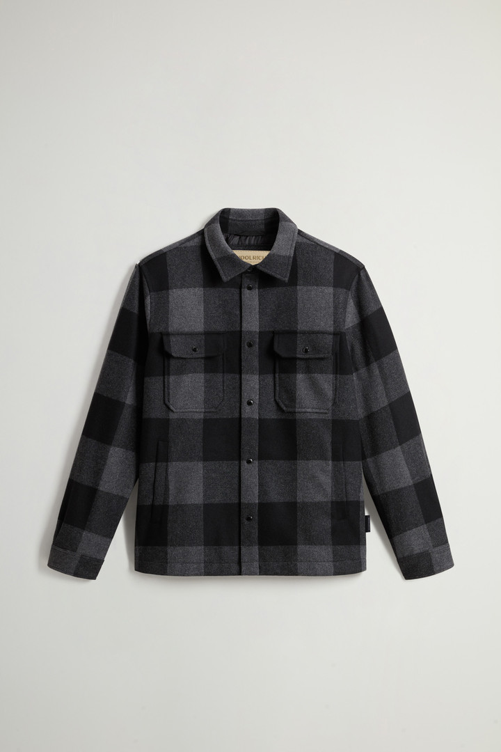 Alaskan Padded Overshirt in Checked Italian Wool Blend Black photo 5 | Woolrich