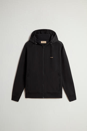 Hybrid Pure Cotton and Nylon Hoodie Black | Woolrich