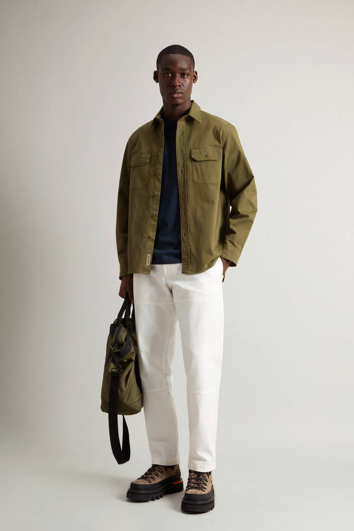 Garment-dyed Shirt in Stretch Cotton Green photo 2 | Woolrich