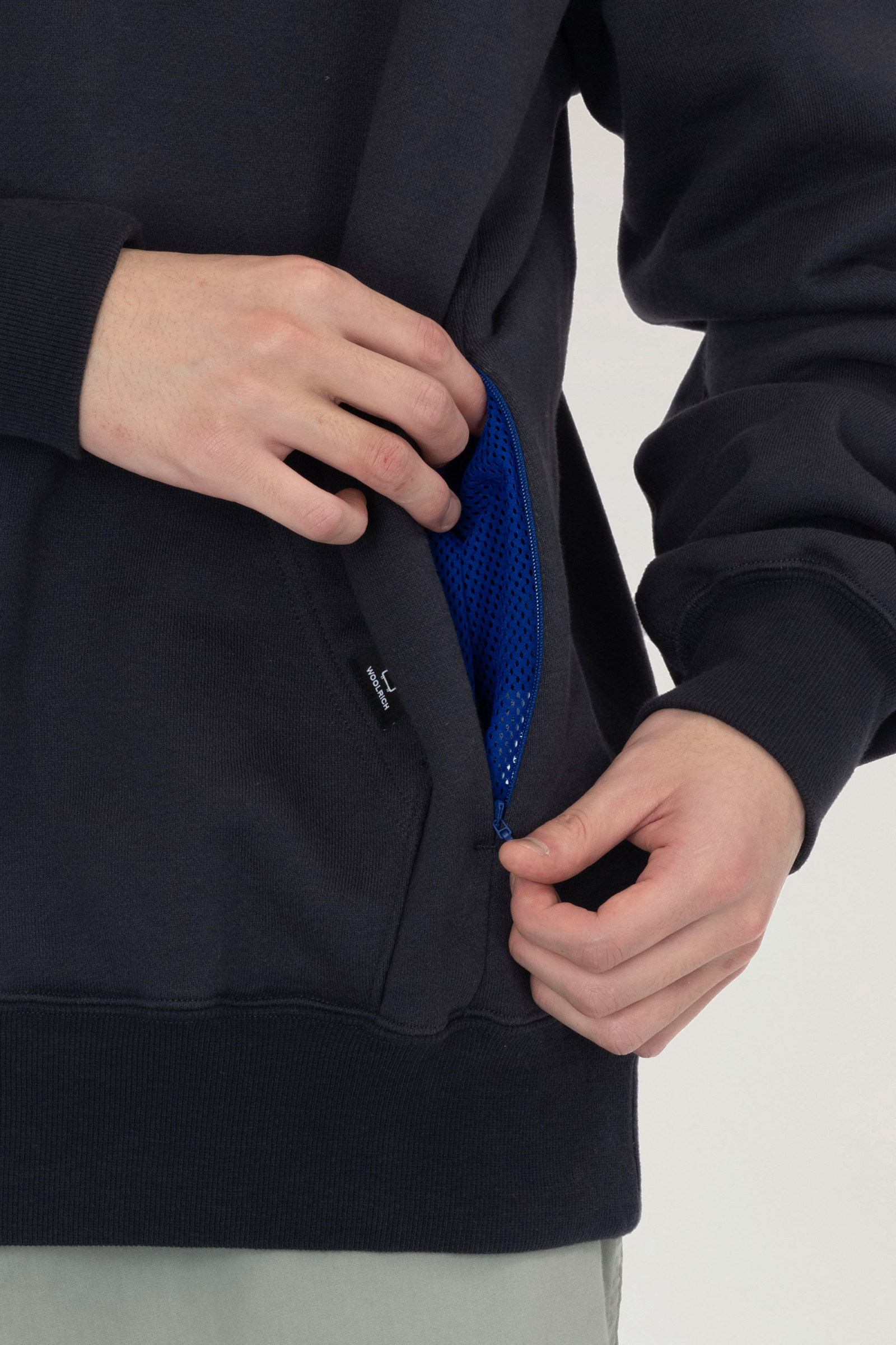 Mountain Hoodie in a Cotton Fleece and Cordura Nylon Blend Black photo 3 | Woolrich