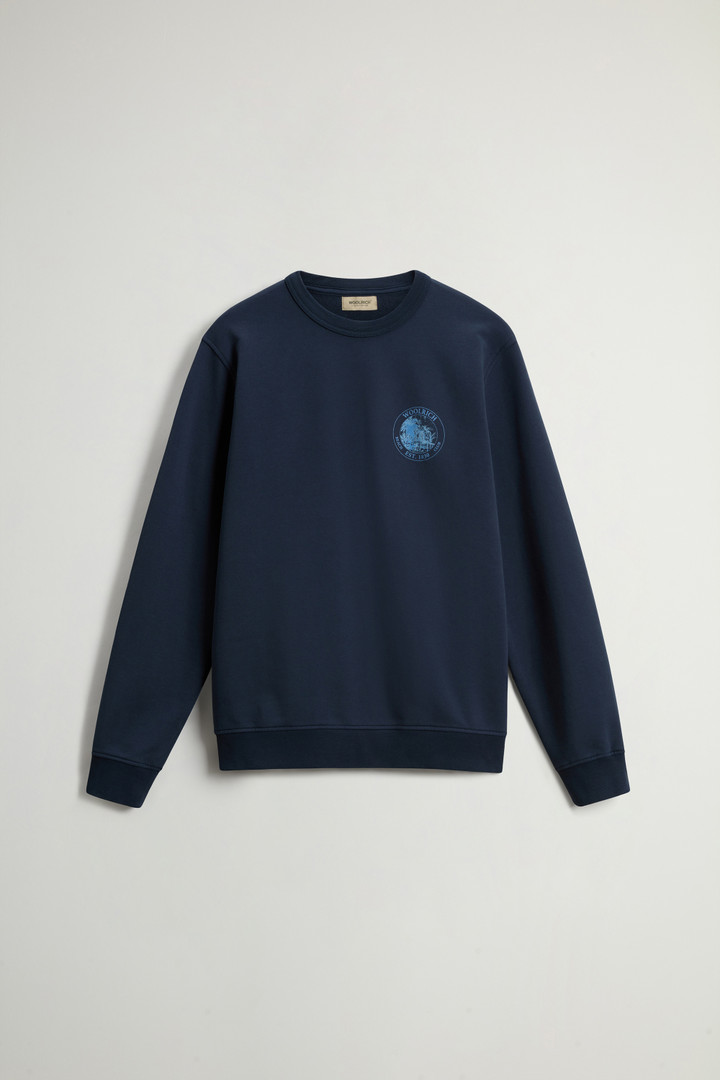 Crewneck Sweatshirt in Pure Cotton with Print Blue photo 5 | Woolrich