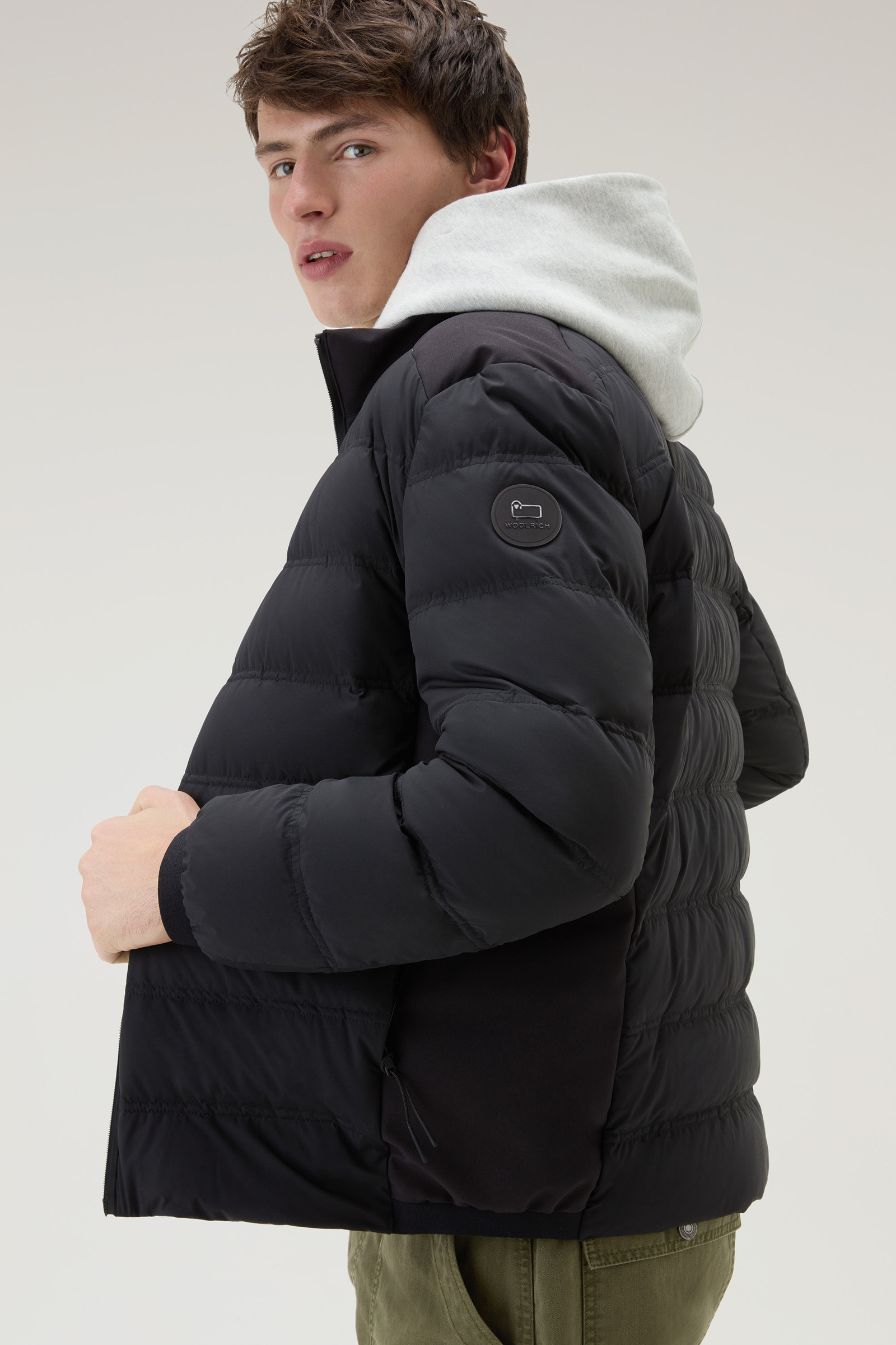 Bering Down Jacket in Stretch Nylon Black | Woolrich USA