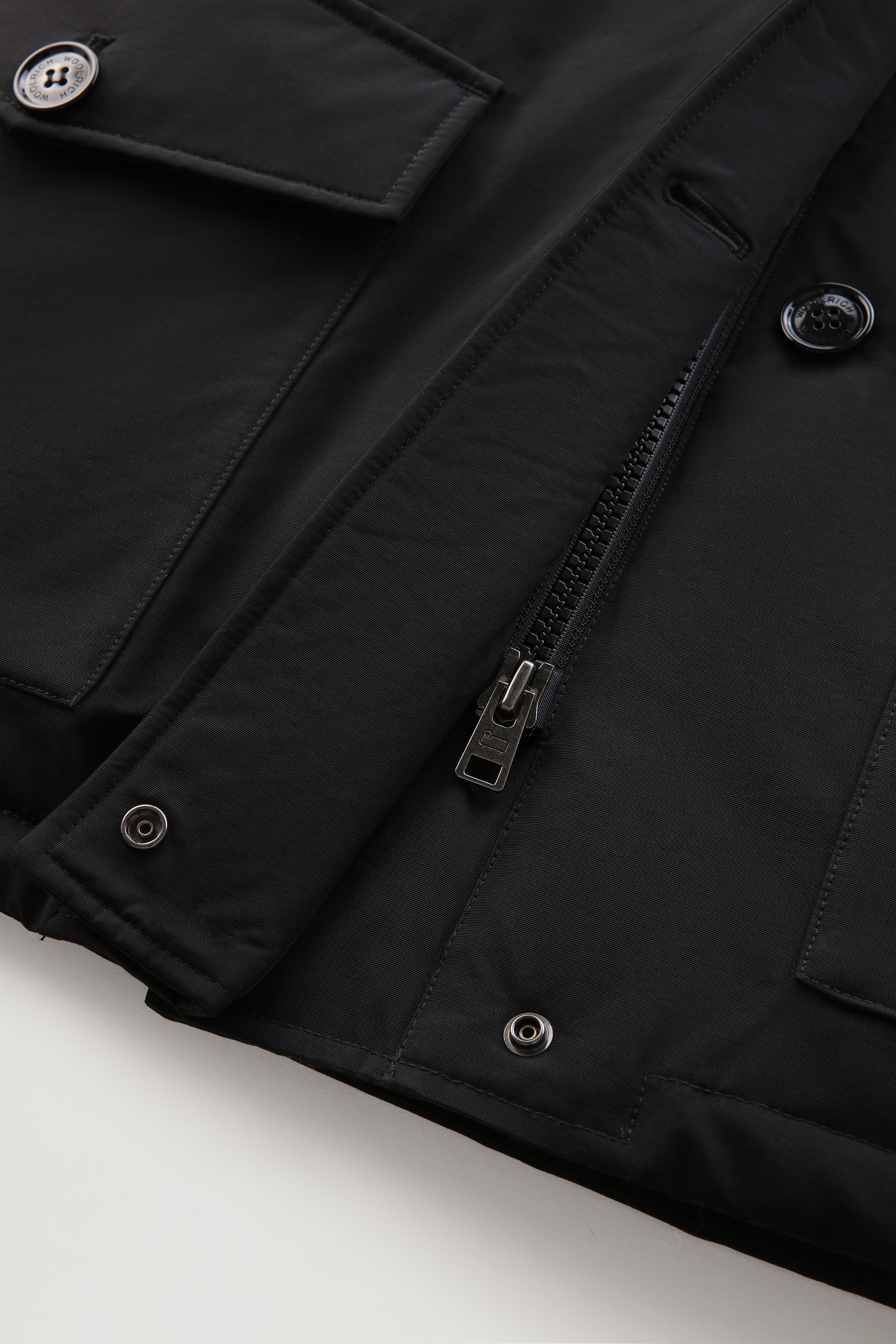 Arctic Parka in Ramar Cloth with Four Pockets and Detachable Fur Trim Black photo 9 | Woolrich