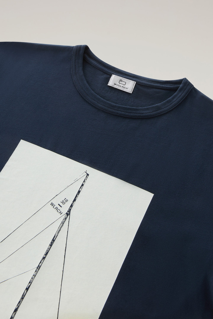T-shirt en pur coton avec impression nautique Bleu photo 6 | Woolrich