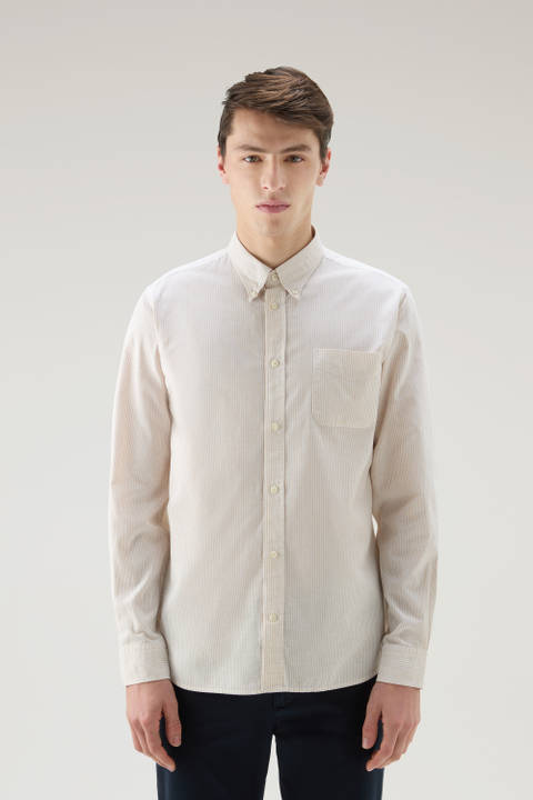 Striped Shirt in a Linen Cotton Blend Beige | Woolrich
