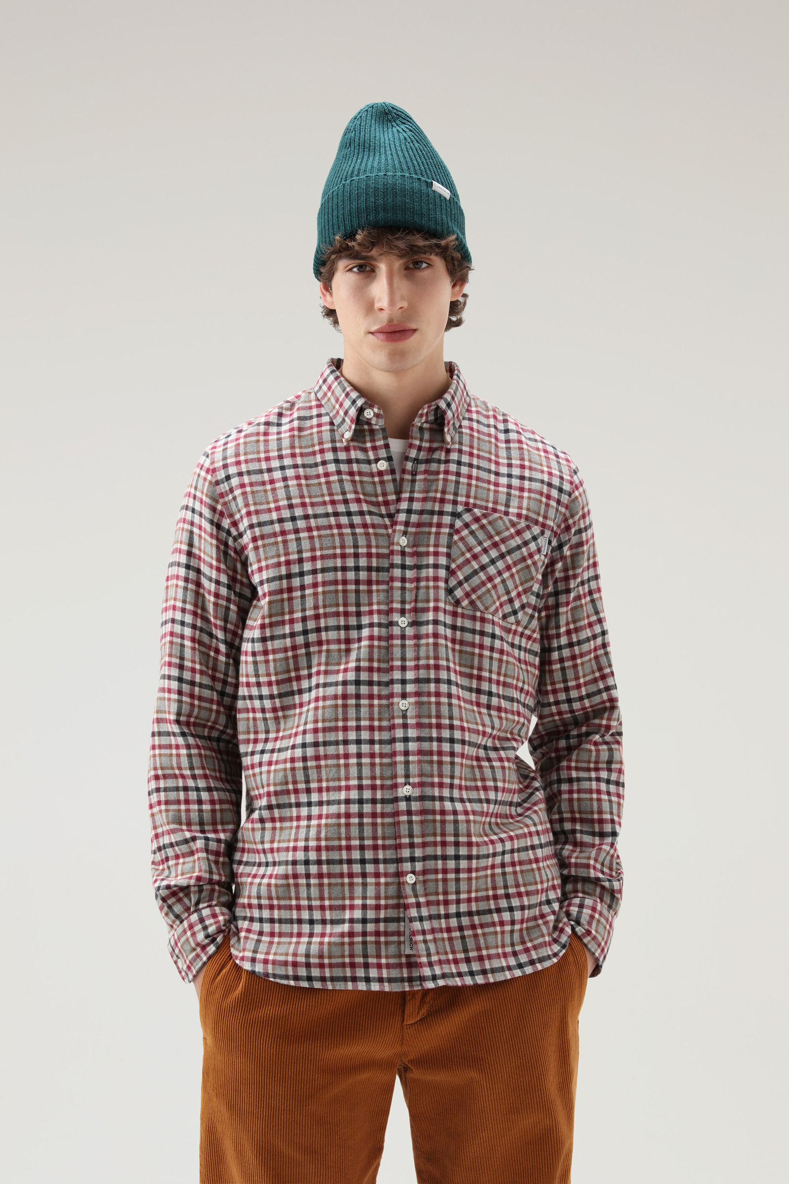 Klassisches Karo-Shirt aus Baumwolle und Wolle Rot | Woolrich