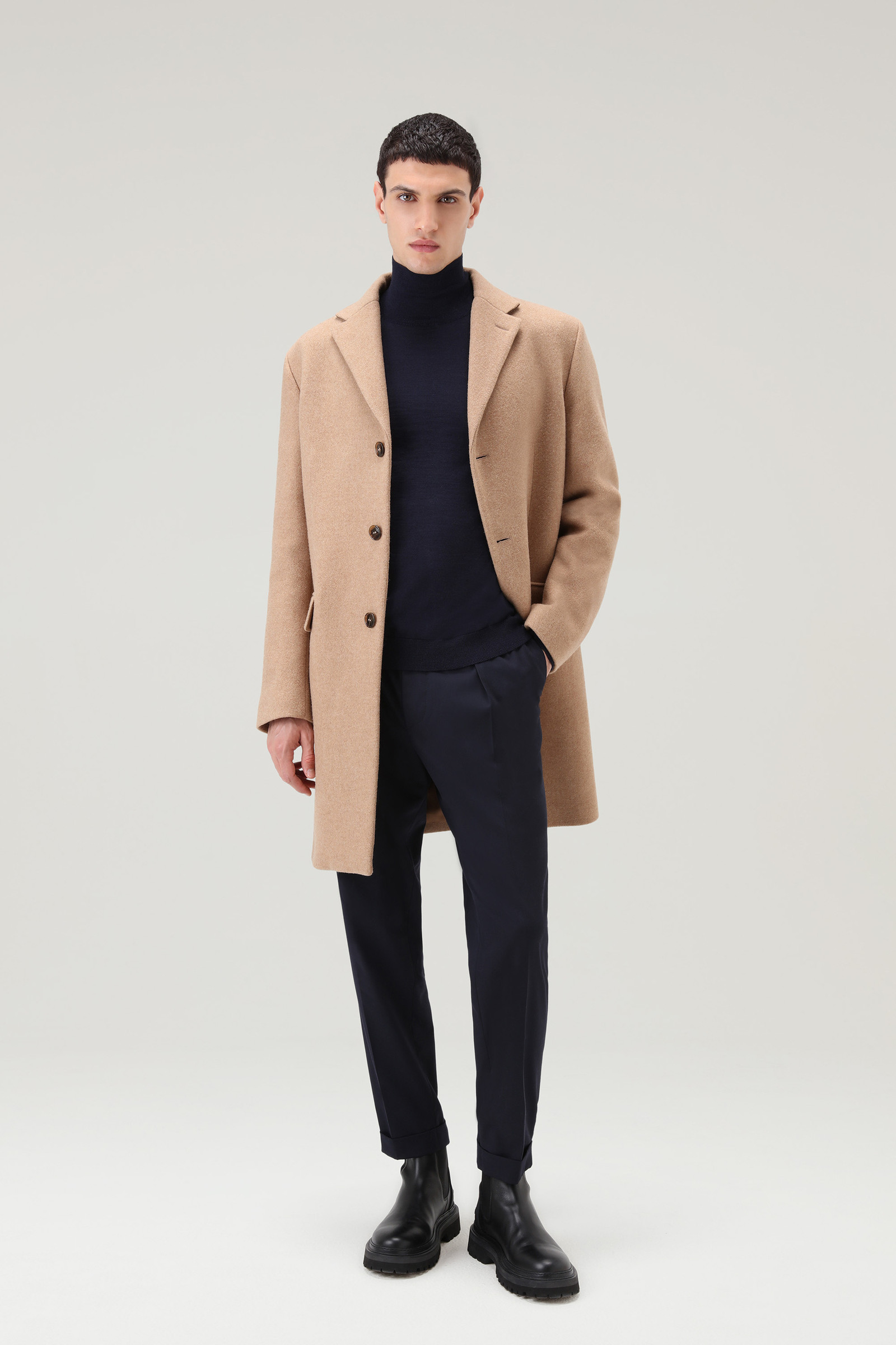 Classic Coat in Melton Wool Blend Brown photo 2 | Woolrich