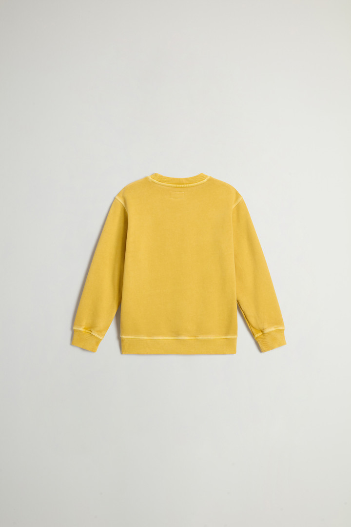 Sweat-shirt à col rond pour garçon teint en pièce en pur coton à logo Jaune photo 2 | Woolrich