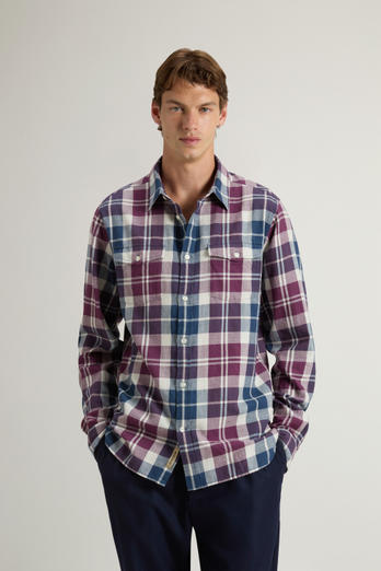 Flanellen overhemd van zuiver Madras-katoen met geruit patroon Meerkleurig | Woolrich