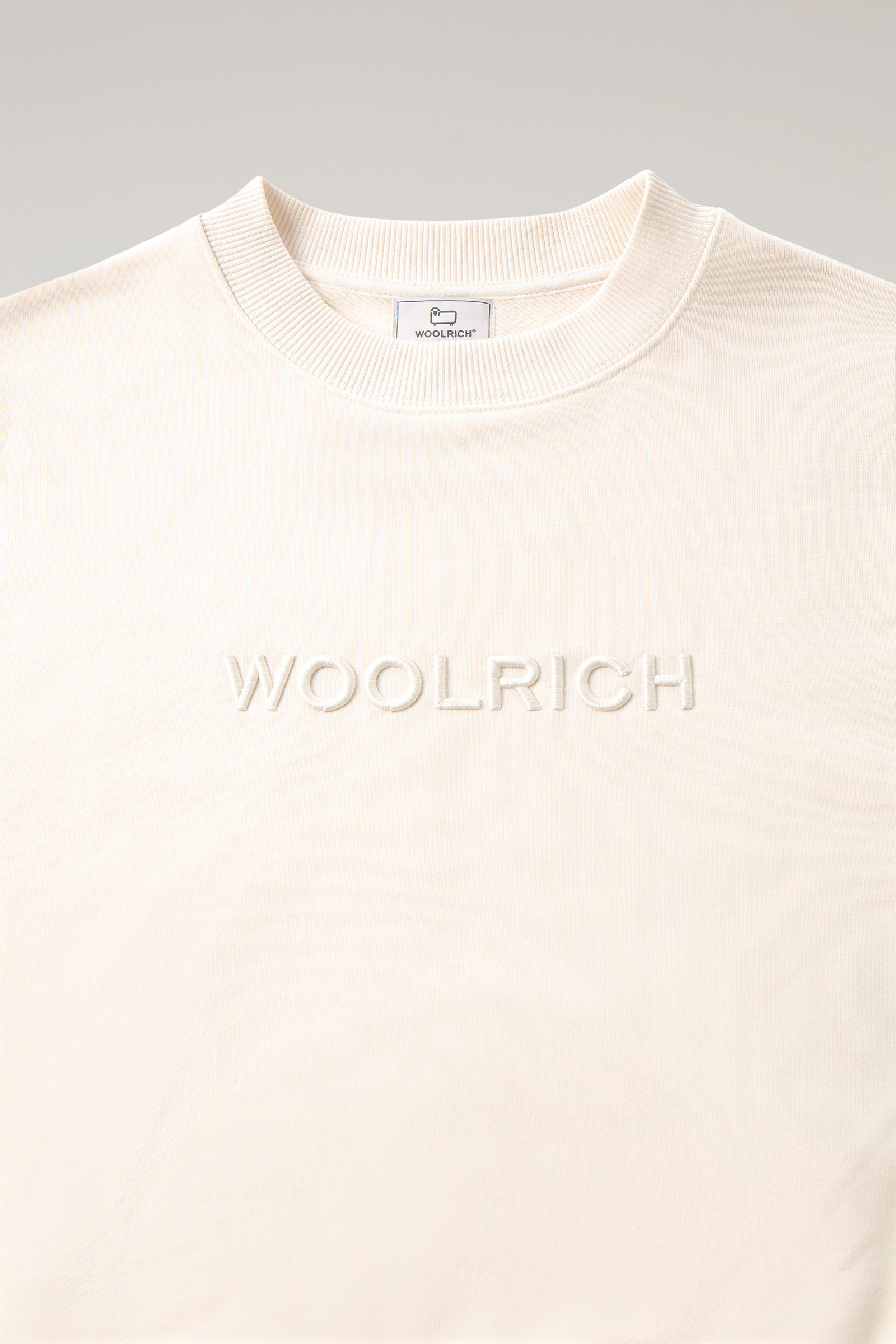 Embroidered Logo Fleece Sweatshirt White photo 6 | Woolrich