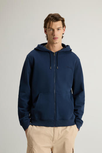 Hoodie in Light Cotton-Blend Fabric Blue | Woolrich