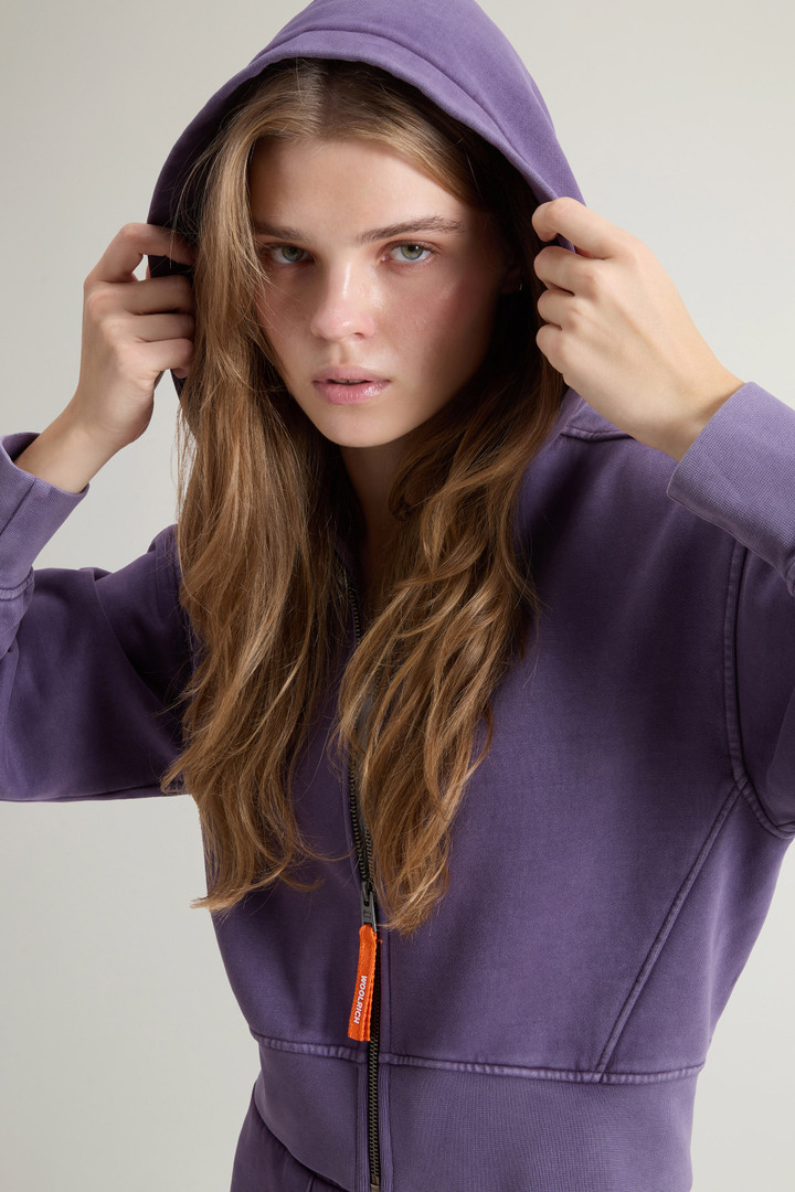 Felpa crop con cappuccio da ragazza in puro cotone tinta in capo Viola photo 4 | Woolrich