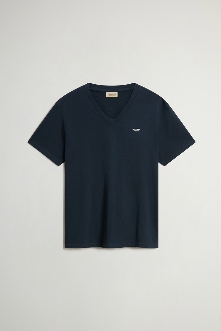 Woolrich uomo T-shirt Slub in puro cotone con scollo a V Blu Taglia 3XL
