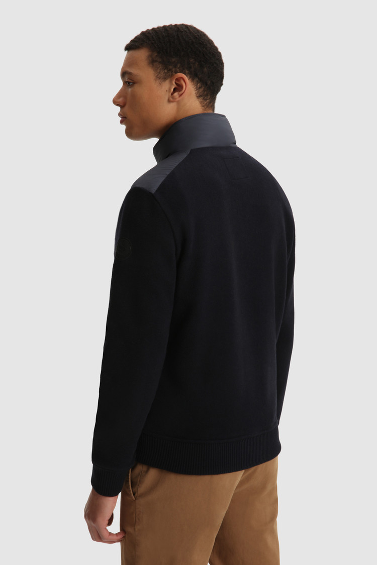 Sweater met volledige rits, gewatteerd en met gebreide mouwen
