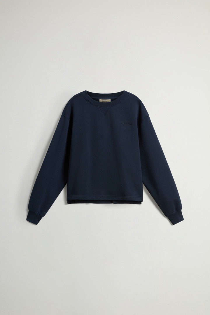 Woolrich Woman Crewneck Sweatshirt In Pure Cotton Blue Size L