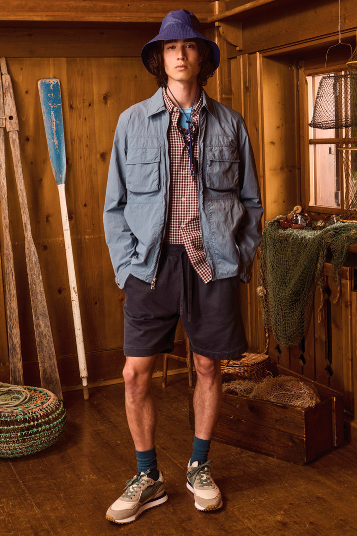 Garment-Dyed Sport Shorts in Pure Cotton Fleece Blue photo 10 | Woolrich