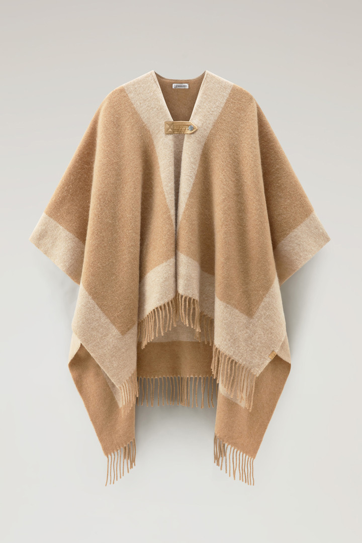 Wool Blend Cape with Contrasting Details Beige photo 1 | Woolrich