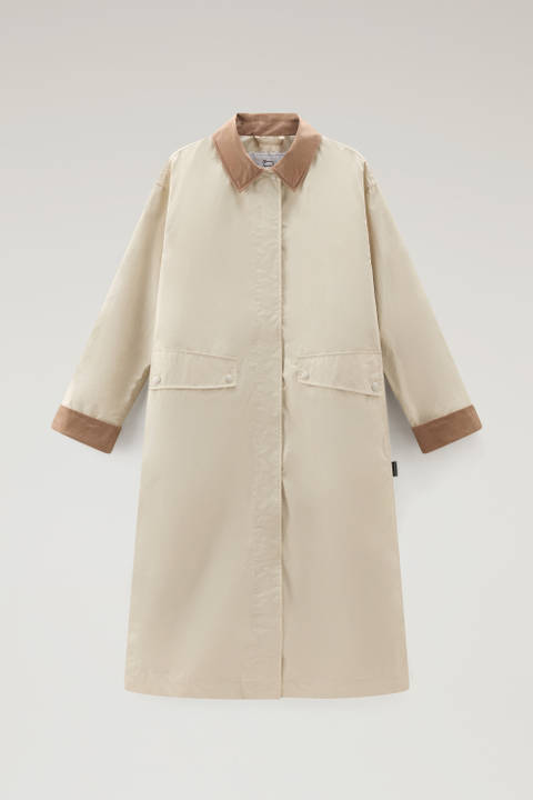 Waxed Trench Coat in Cotton Nylon Blend with Pointed Collar Beige photo 2 | Woolrich