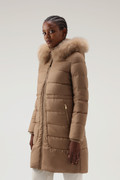Luxury Long Parka Crafted with a Loro Piana Fabric in Wool and Silk Blend