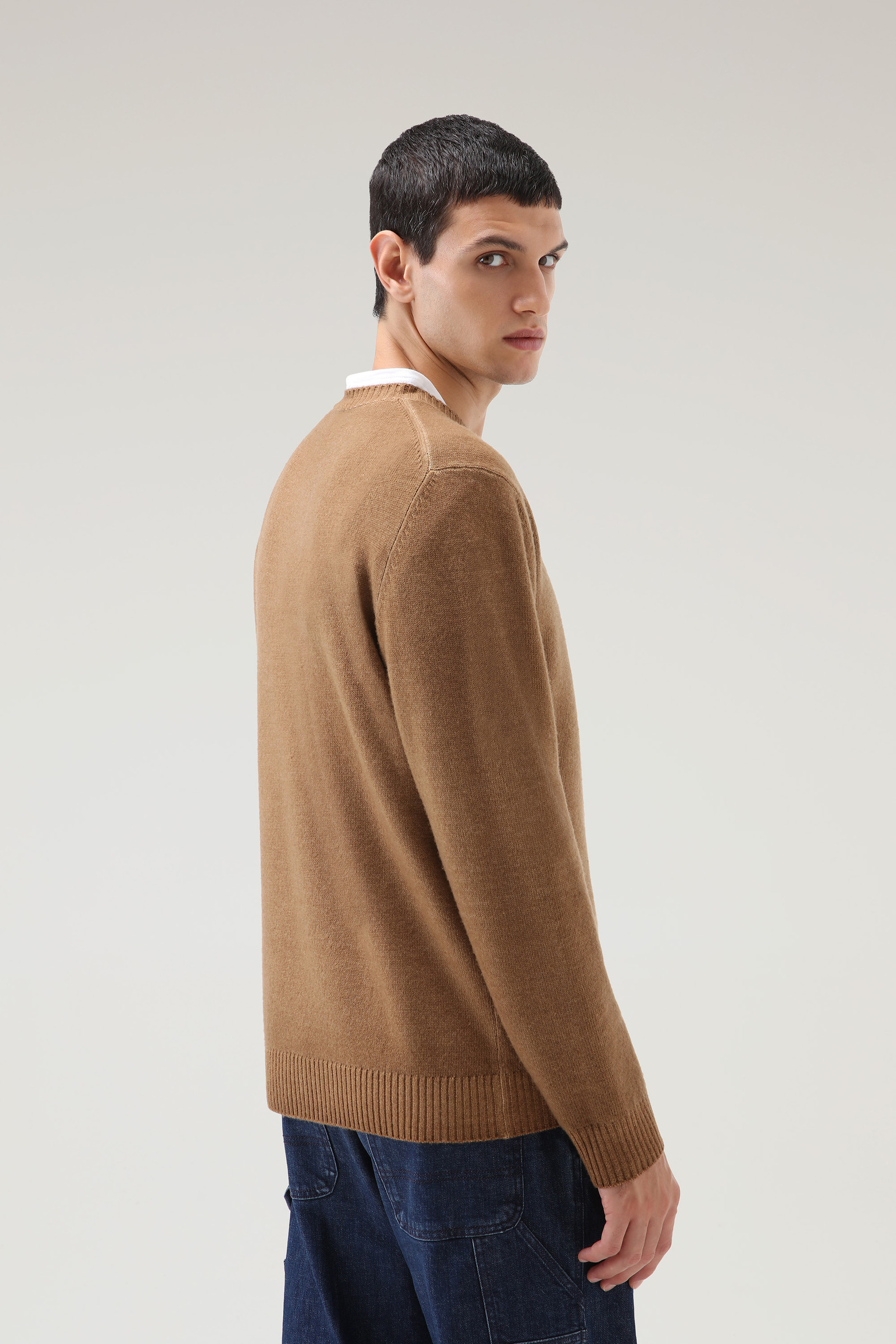Garment-dyed Crewneck Virgin Wool Sweater Brown photo 3 | Woolrich