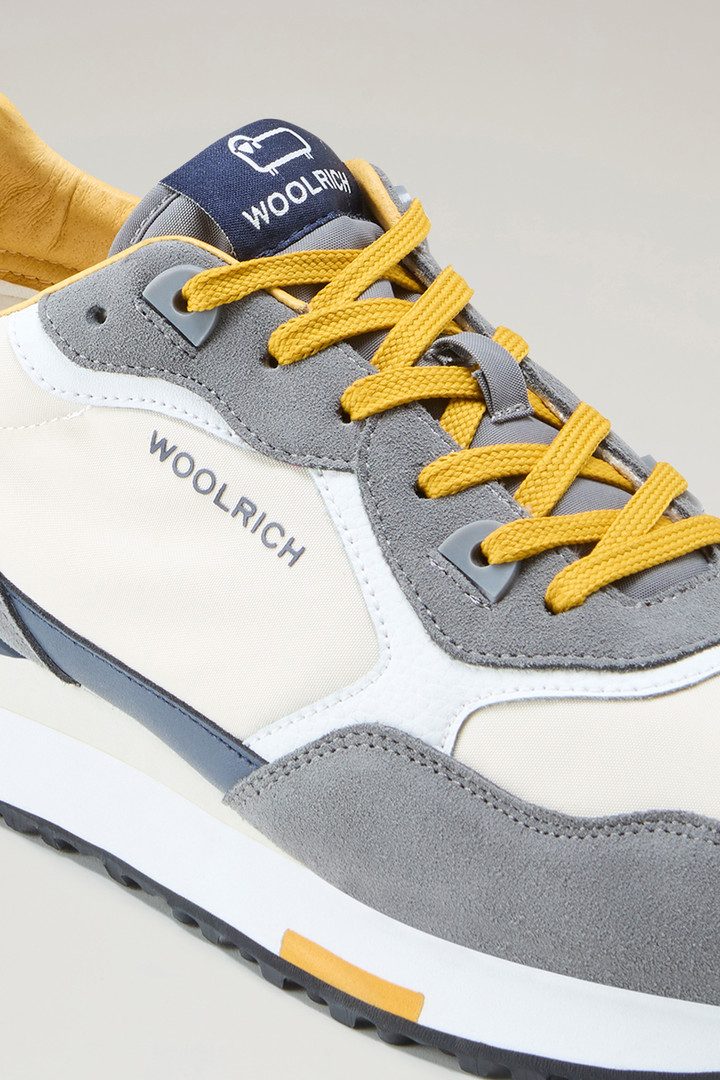 Retro Leather Sneakers with Nylon Details Gray photo 5 | Woolrich