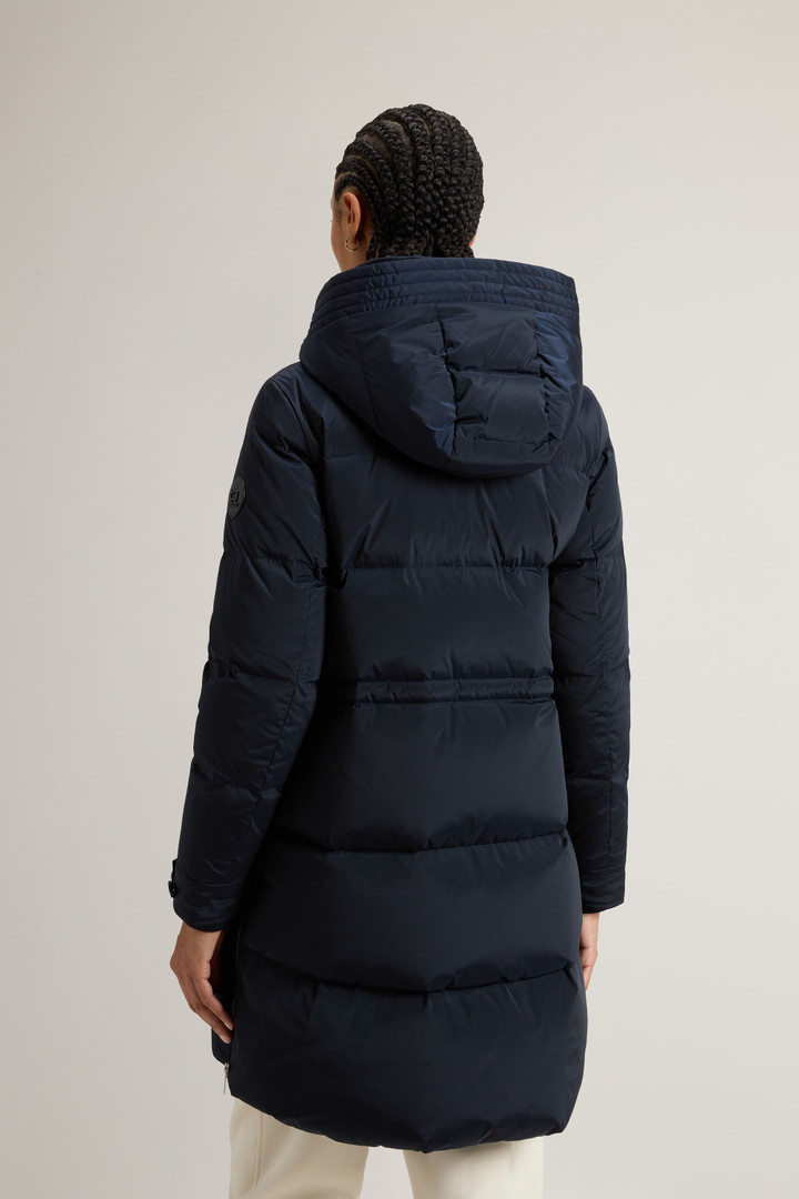 Hooded Alsea Down Jacket in Stretch Nylon Blue photo 3 | Woolrich