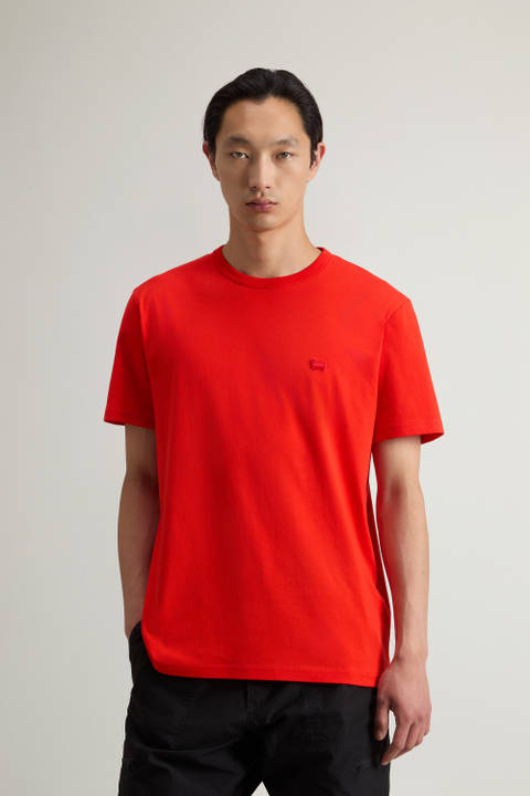 Zuiver katoenen Sheep T-shirt met patch Rood | Woolrich