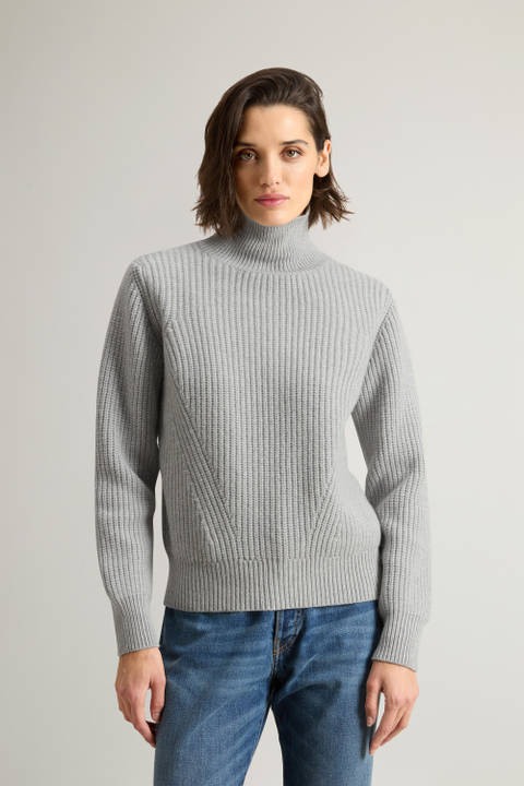 Canberra Pullover mit Stehkragen aus reiner Schurwolle Grau | Woolrich