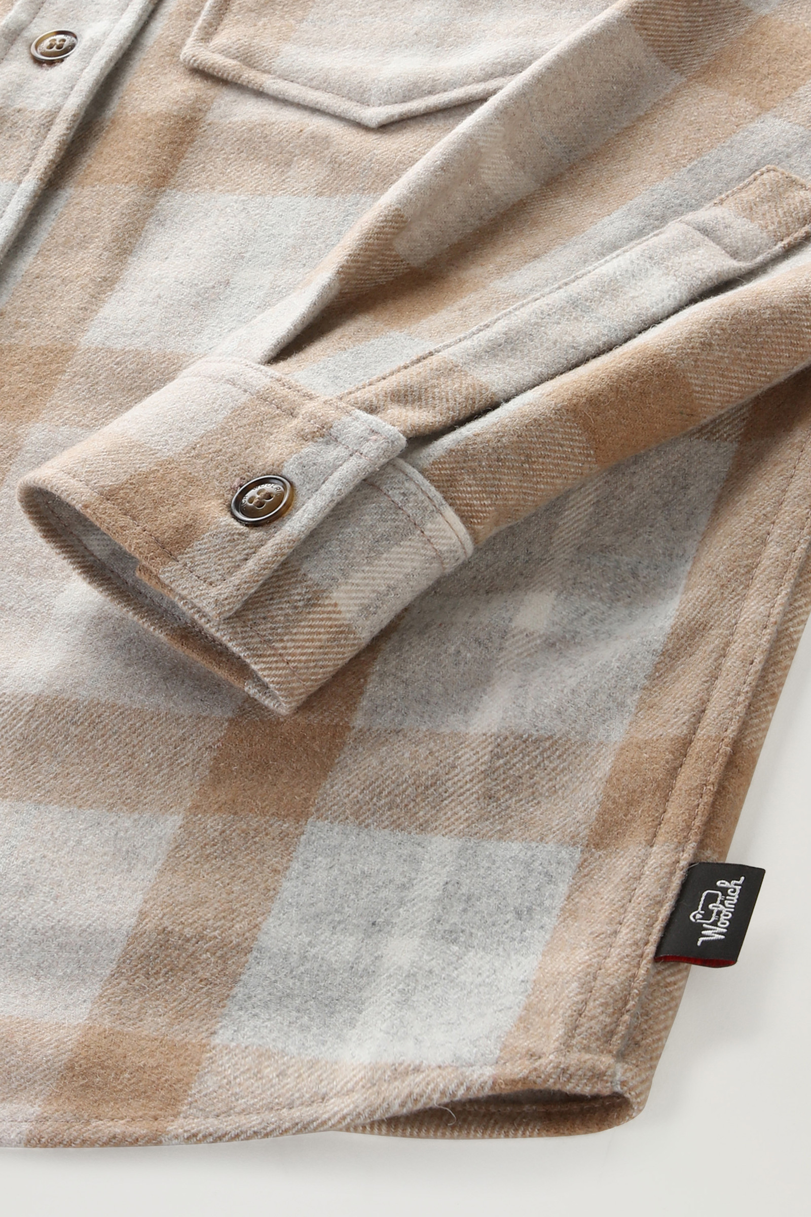 Western Check Overshirt in Wool Blend Flannel - Women - Beige