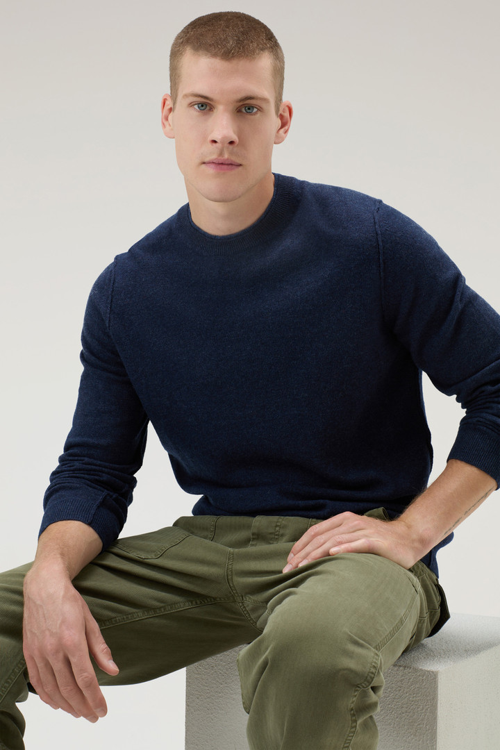 Crewneck Sweater in Merino Wool Blend Blue photo 4 | Woolrich