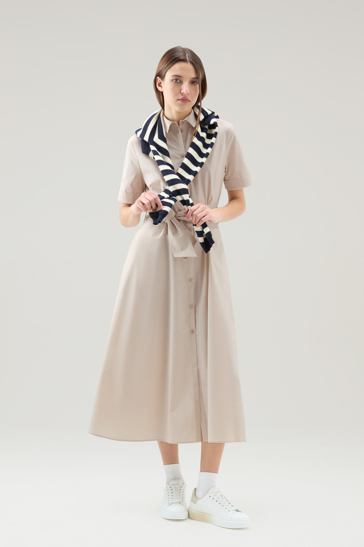 Vestido camisero midi de popelina de puro algodón Beige photo 2 | Woolrich