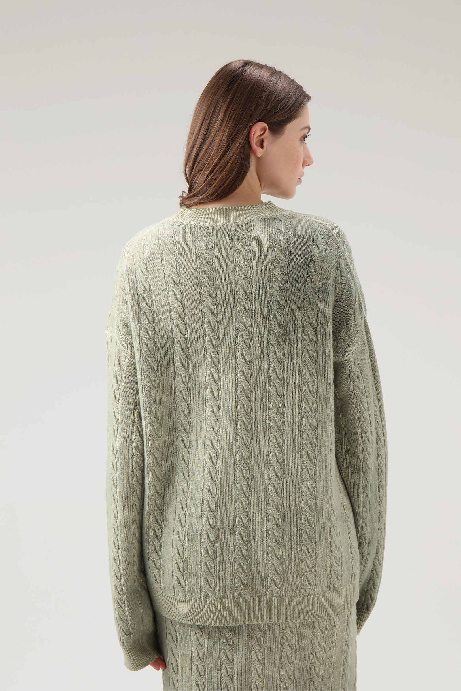 Unisex Garment-Dyed Aran Sweater Green photo 2 | Woolrich