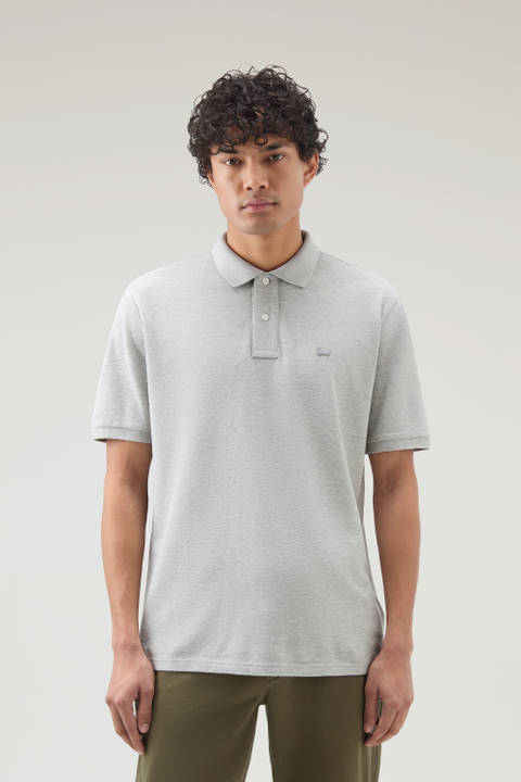 Polo-Shirt aus Piqué aus reiner Baumwolle Grau | Woolrich