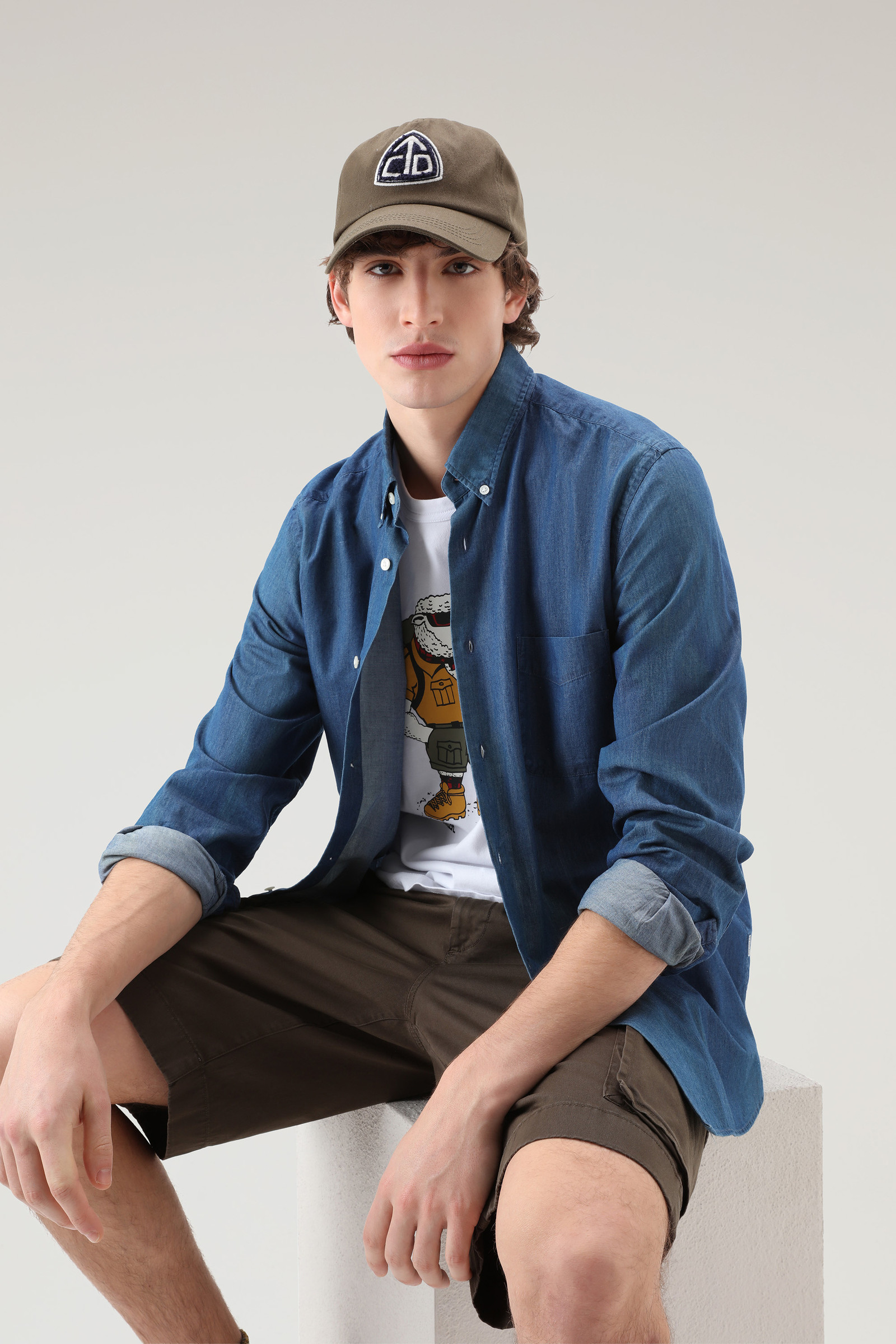 Shirt in Pure Cotton Chambray Blue photo 4 | Woolrich
