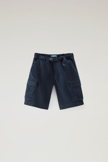 Short cargo pour garçon teint en pièce en coton élastique Bleu | Woolrich
