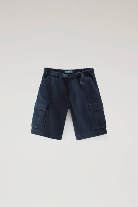 Short cargo pour garçon teint en pièce en coton élastique Bleu | Woolrich