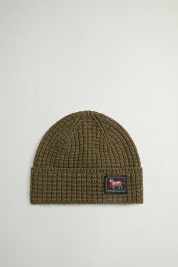 Beanie in Honeycomb-Stitched Virgin Wool and Cashmere Blend by Todd Snyder Green photo 1 | Woolrich