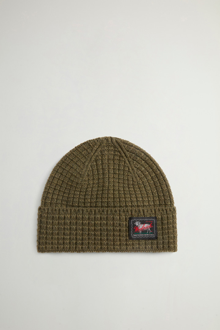 Beanie in Honeycomb-Stitched Virgin Wool and Cashmere Blend by Todd Snyder Green photo 1 | Woolrich