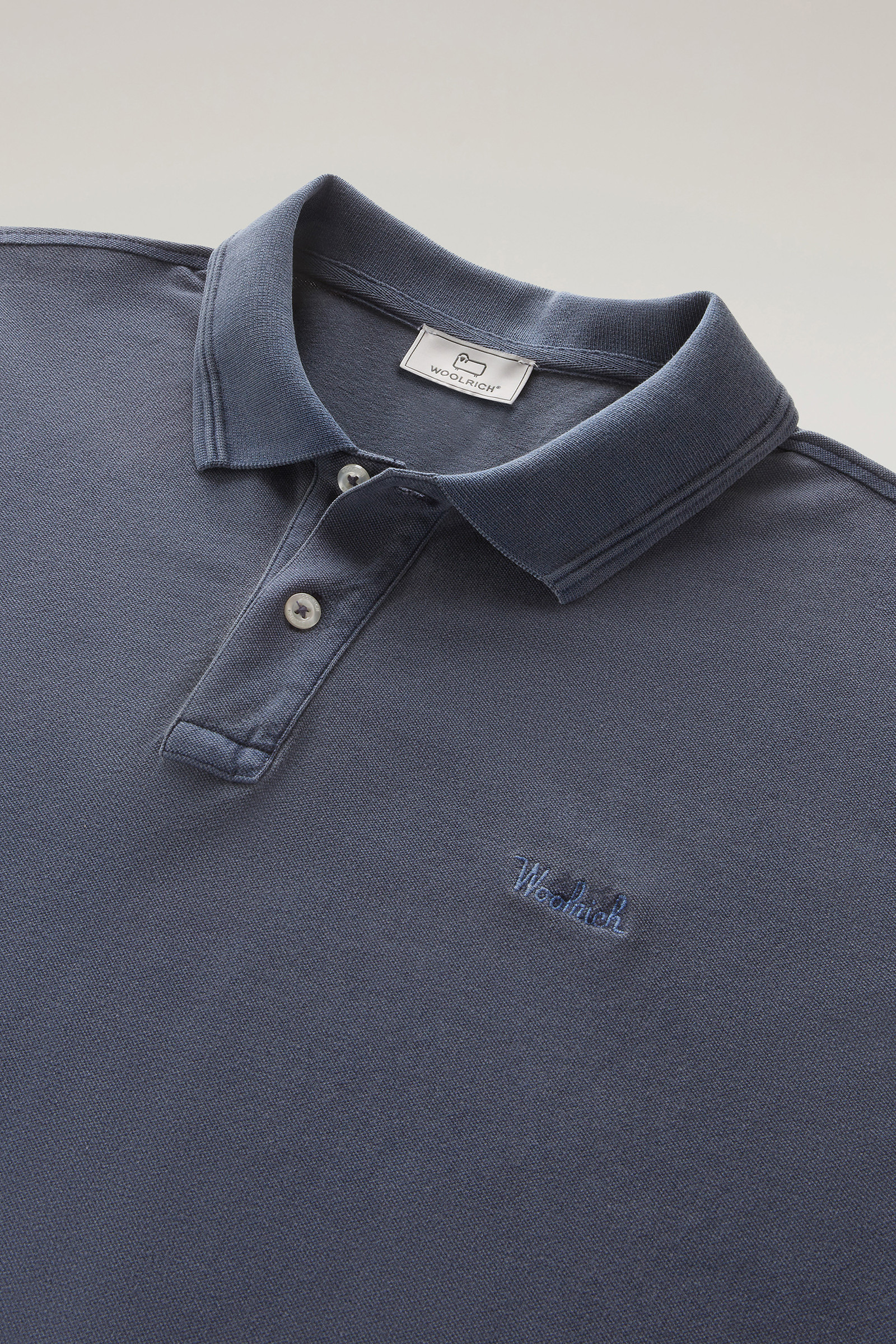 Mackinack Polo in Garment-Dye Stretch Cotton Piquet Blue photo 6 | Woolrich