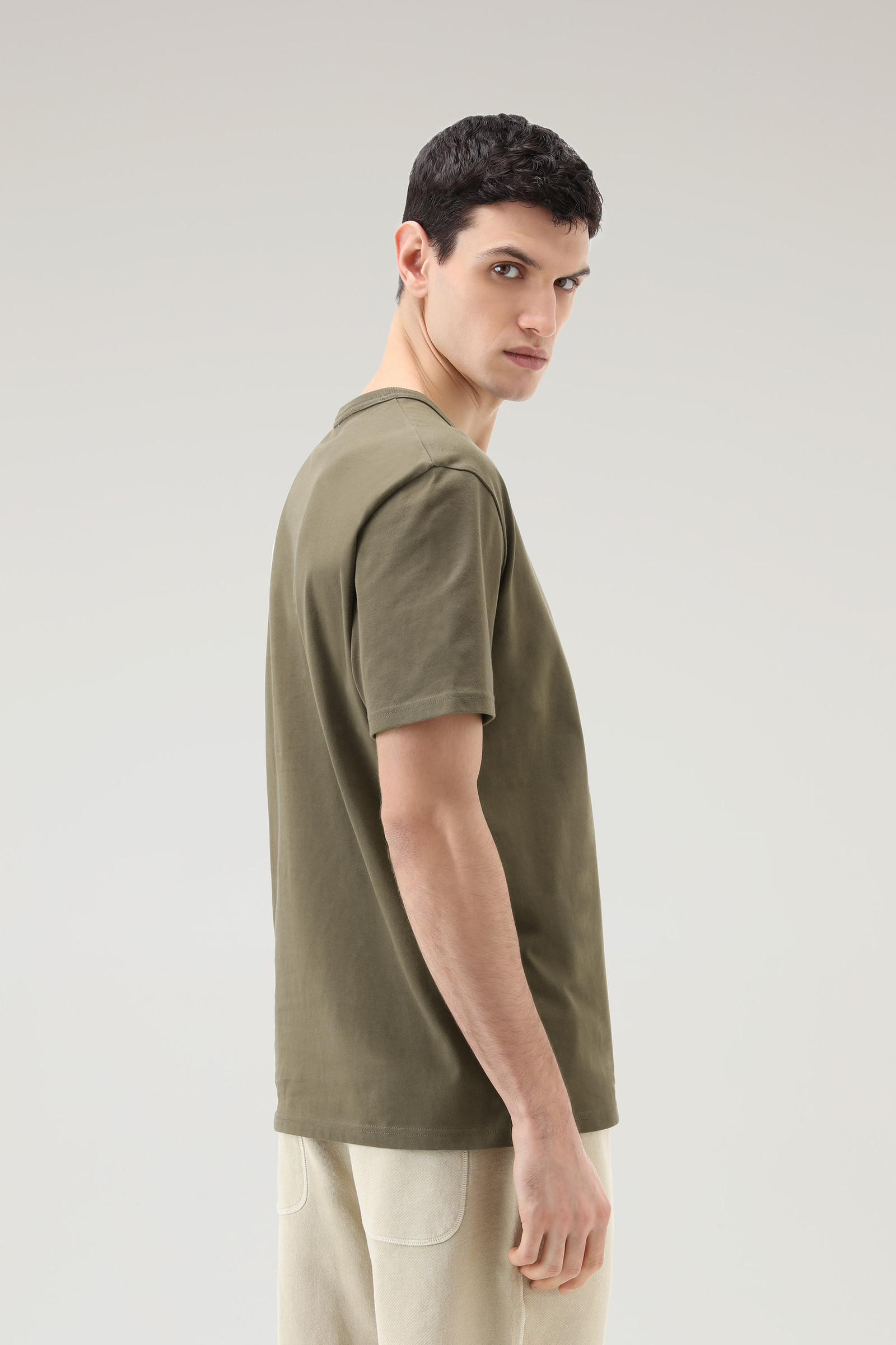 T-shirt in puro cotone con illustrazione verde photo 3 | Woolrich