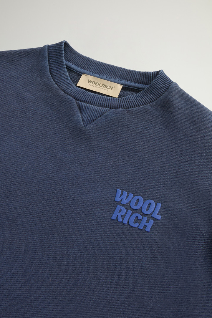 Boys’ Garment-Dyed Pure Cotton Crewneck Sweatshirt Blue photo 3 | Woolrich