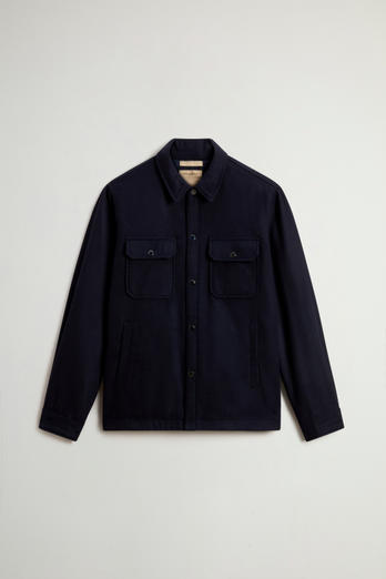 Alaskan Overshirt in Recycled Melton Italian Wool Blend Blue | Woolrich