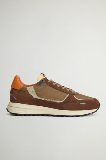 Retro Sneakers in Nylon with Leather Details Brown | Woolrich