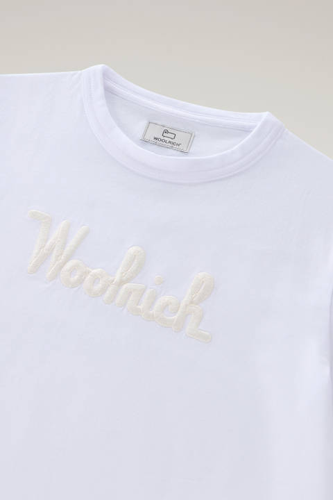 T-shirt pour garçon en pur coton avec broderie Blanc photo 2 | Woolrich