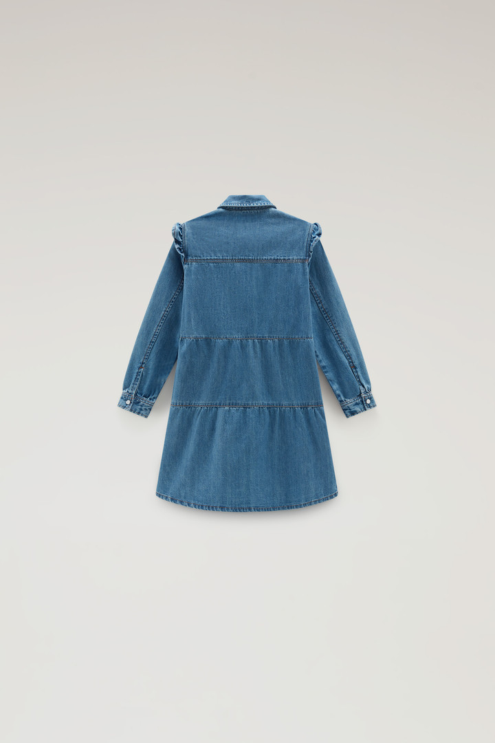 Girls' Denim Dress with ruffles Blue photo 2 | Woolrich