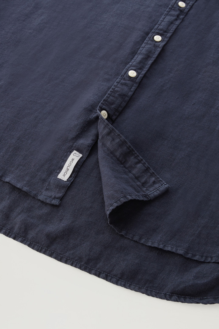 Overhemd van achteraf geverfd, zuiver linnen Blauw photo 7 | Woolrich