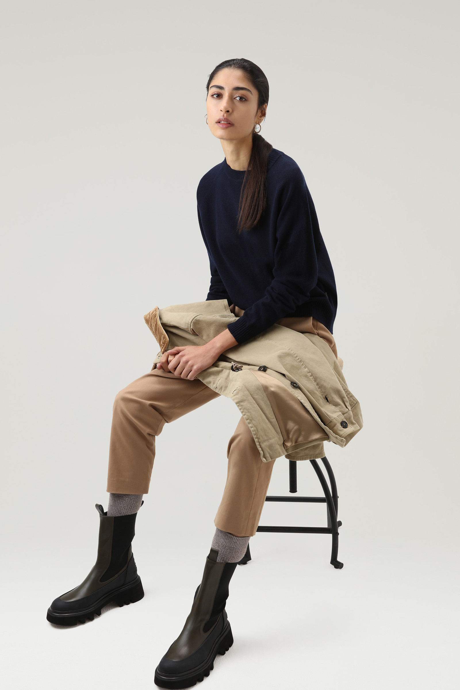 Cashmere and Wool Blend Crewneck Sweater Blue photo 4 | Woolrich