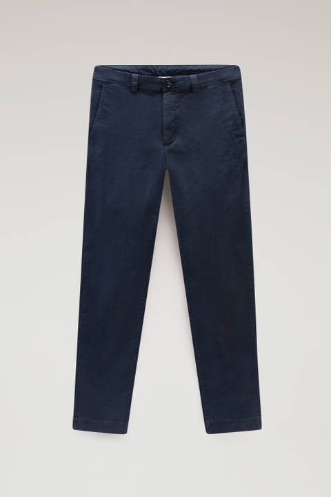 Garment-Dyed Chino Pants in Stretch Cotton Twill Blue photo 2 | Woolrich