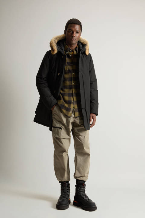 Arctic Parka in Ramar Cloth with Detachable Fur Trim Black | Woolrich